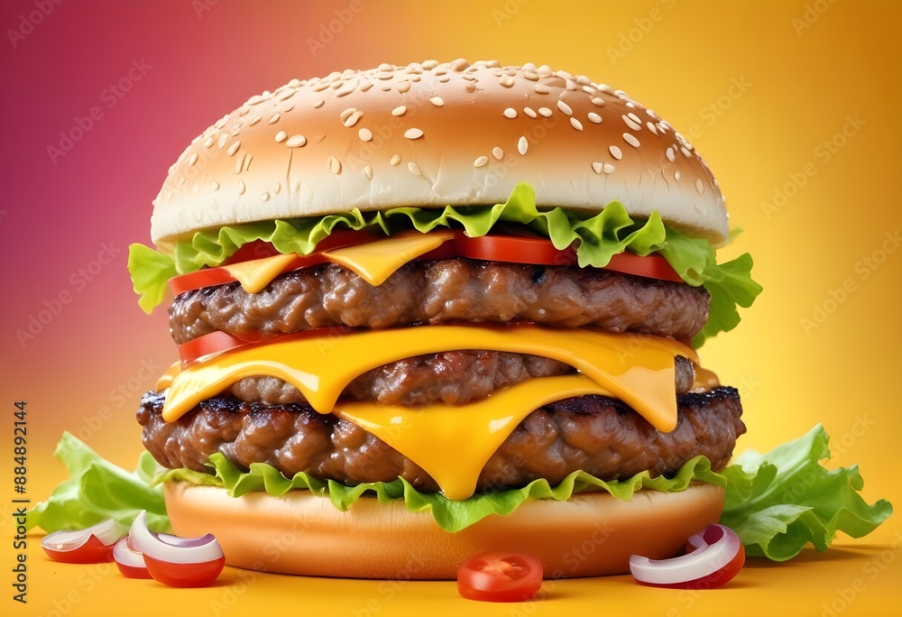 hamburger on a yellow background hamburger on a yellow background