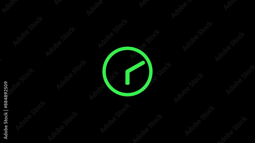 Clock icon with moving arrows in 12 hour loop. Stopwatch animation. Round clock with rotating animated arrows. Clock icon with moving arrows in 12 hour loop. Stopwatch animation. Round clock with rotating animated arrows.
