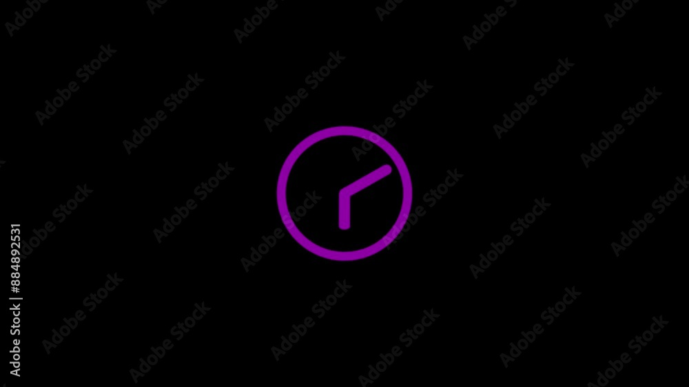 Clock icon with moving arrows in 12 hour loop. Stopwatch animation. Round clock with rotating animated arrows. Clock icon with moving arrows in 12 hour loop. Stopwatch animation. Round clock with rotating animated arrows.