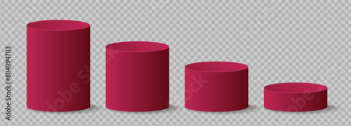 3D cylinder podium in pink magenta color
