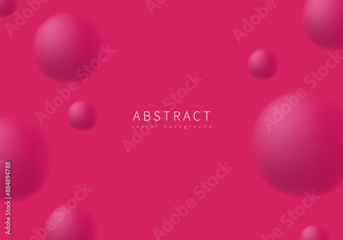 Abstract vector blurred background in pink magenta color with volumetric balls