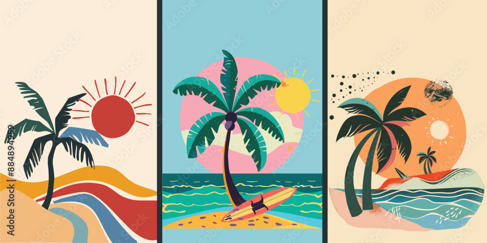 Obraz premium Vibrant Vector Backgrounds for Summer Fun
