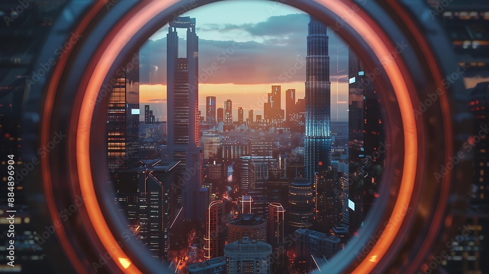 Futuristic Cityscape Through a Window Futuristic Cityscape Through a Window