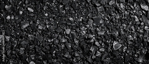 Panoramic close-up, high detail scan of granular charcoal texture, Generative AI