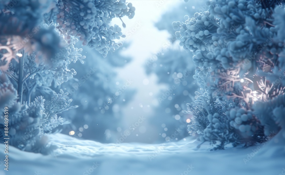 Frosty winter background with snow-covered trees and Frosty winter background with snow-covered trees and