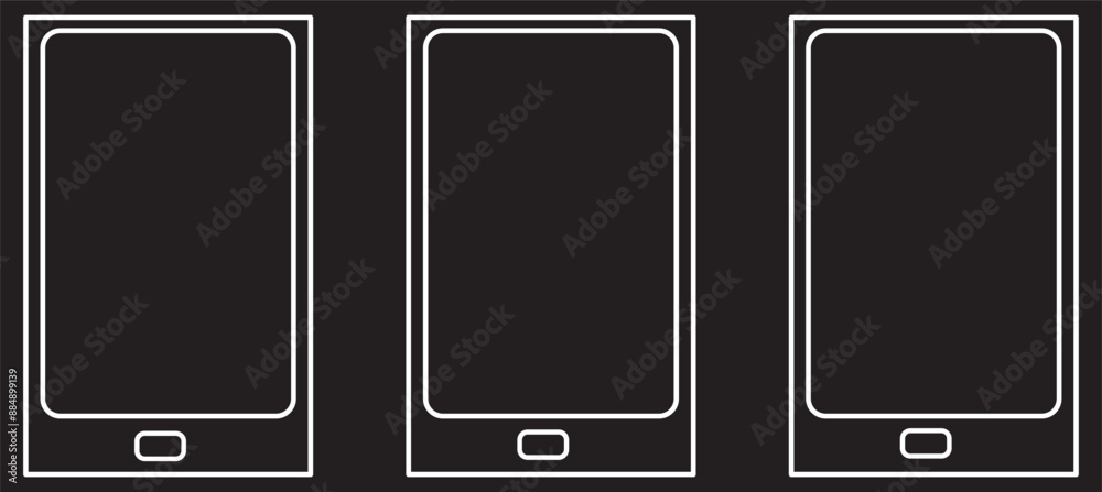 Outline line drawing modern smartphone. Elegant thin stroke line style design vector. Elegant thin line stroke style design smartphone