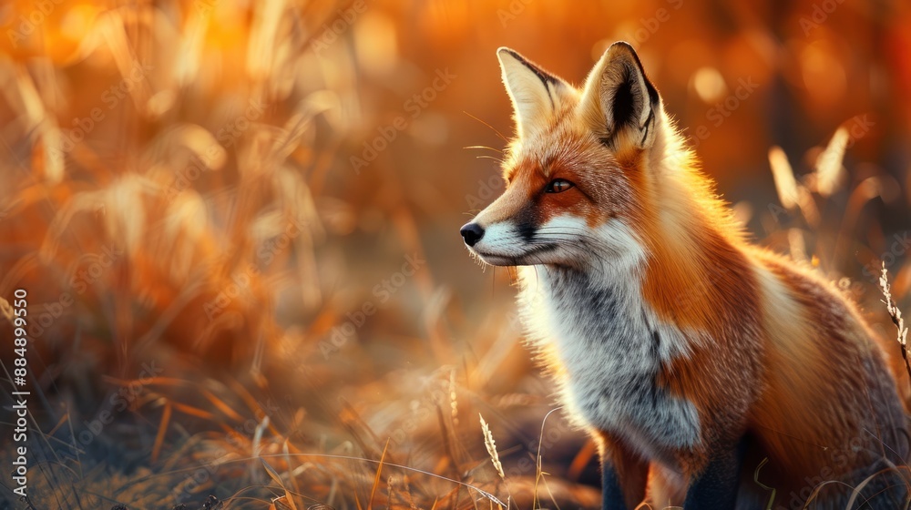 Fototapeta premium Red Fox in Golden Field