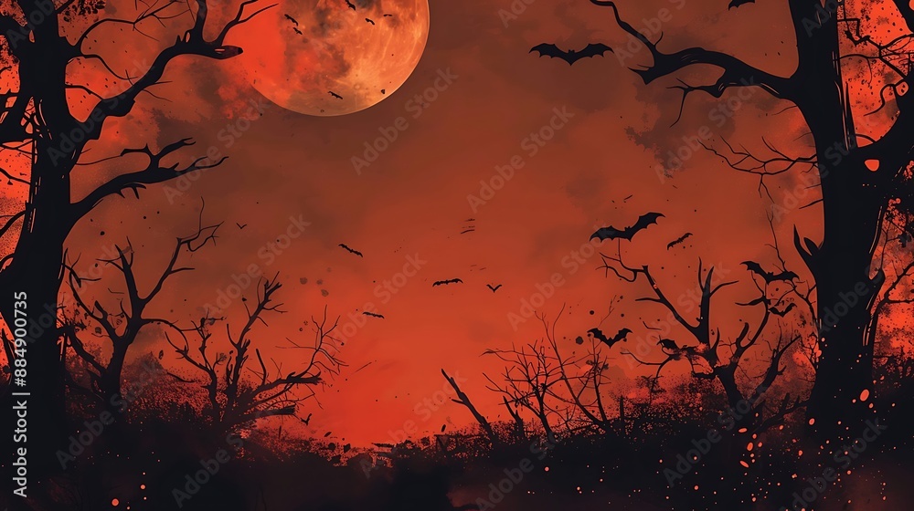 Halloween Pumpkins with Autumn Leaves on Dark Background Halloween Pumpkins with Autumn Leaves on Dark Background