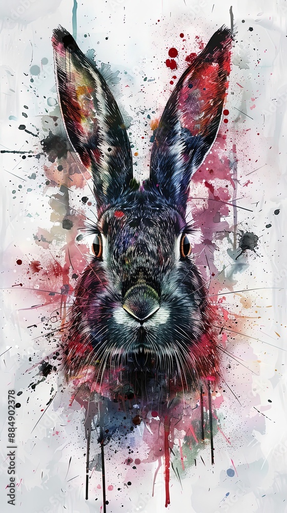 A highly detailed, expressive rabbit's face with a gentle gaze ...