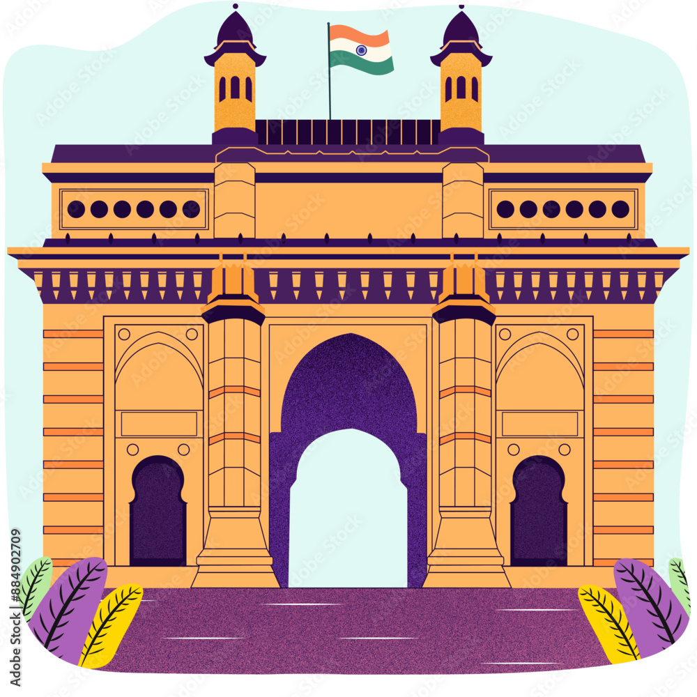 Obraz premium Minimalistic vector illustration of Gateway of India 