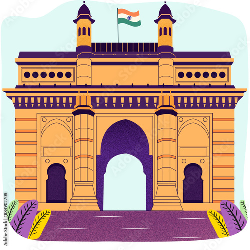 Minimalistic vector illustration of Gateway of India 