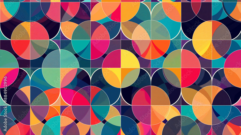 A colorful pattern of circles and squares A colorful pattern of circles and squares