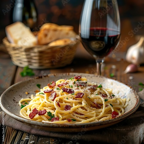 spaghetti with tomato sauce served on the plate