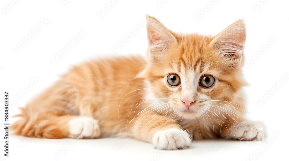 Cute Orange Kitten on White Background Cute Orange Kitten on White Background