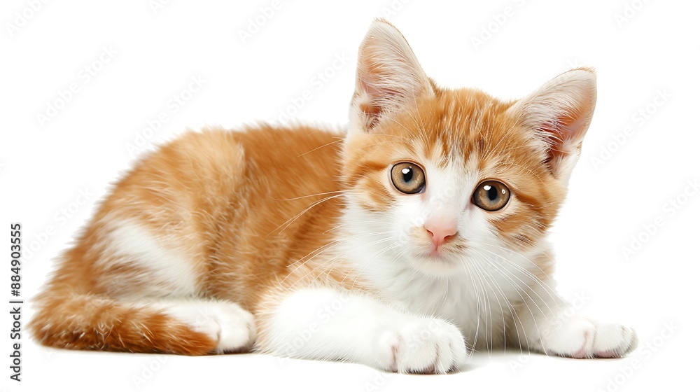 Cute Orange Kitten on White Background Cute Orange Kitten on White Background