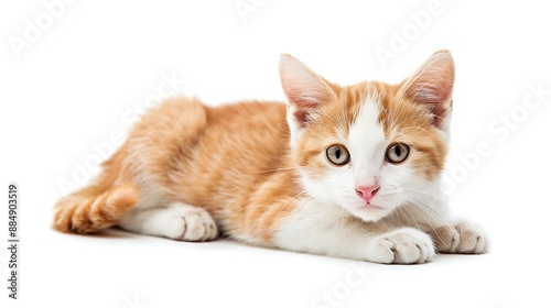 Cute Orange Kitten on White Background