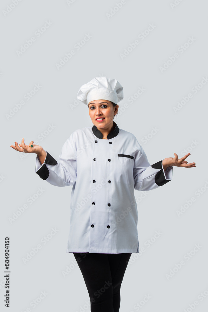 Asian Indian Female Chef with Thumbs Up - Isolated on White Asian Indian Female Chef with Thumbs Up - Isolated on White