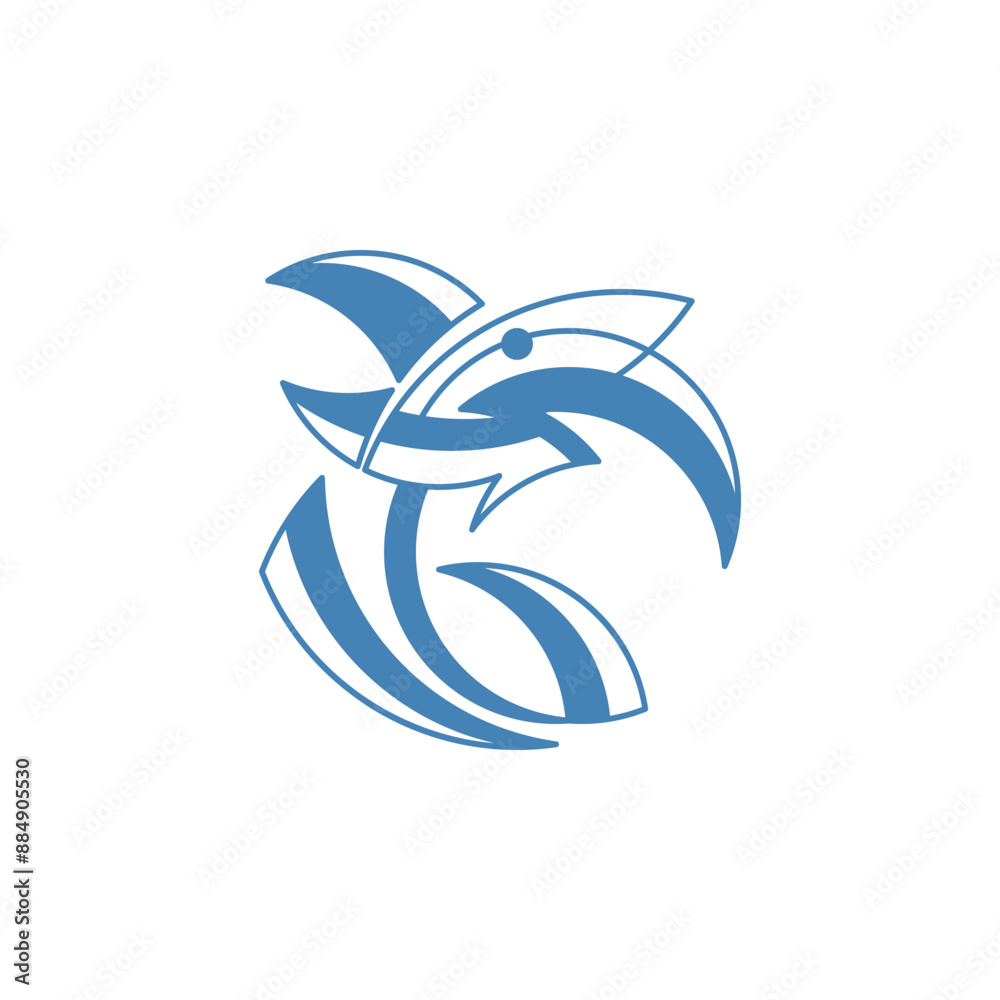 Obraz premium Abstract Logo Combining Shark and Smoke Elements