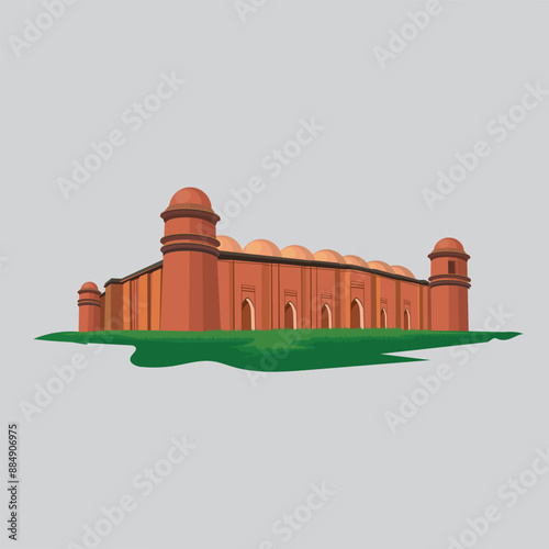 A Vector  illustration of A Vector illustration_of Shat gombuj mosque photo