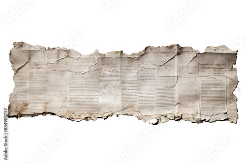 Torn newspaper pieces PNG with transparent background for scrapbooking, collage art, and graphic design projects photo