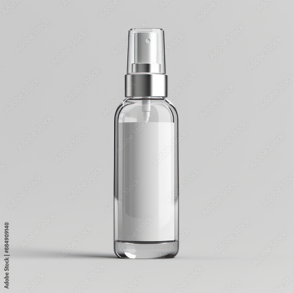 Clear glass spray bottle with blank label Clear glass spray bottle with blank label