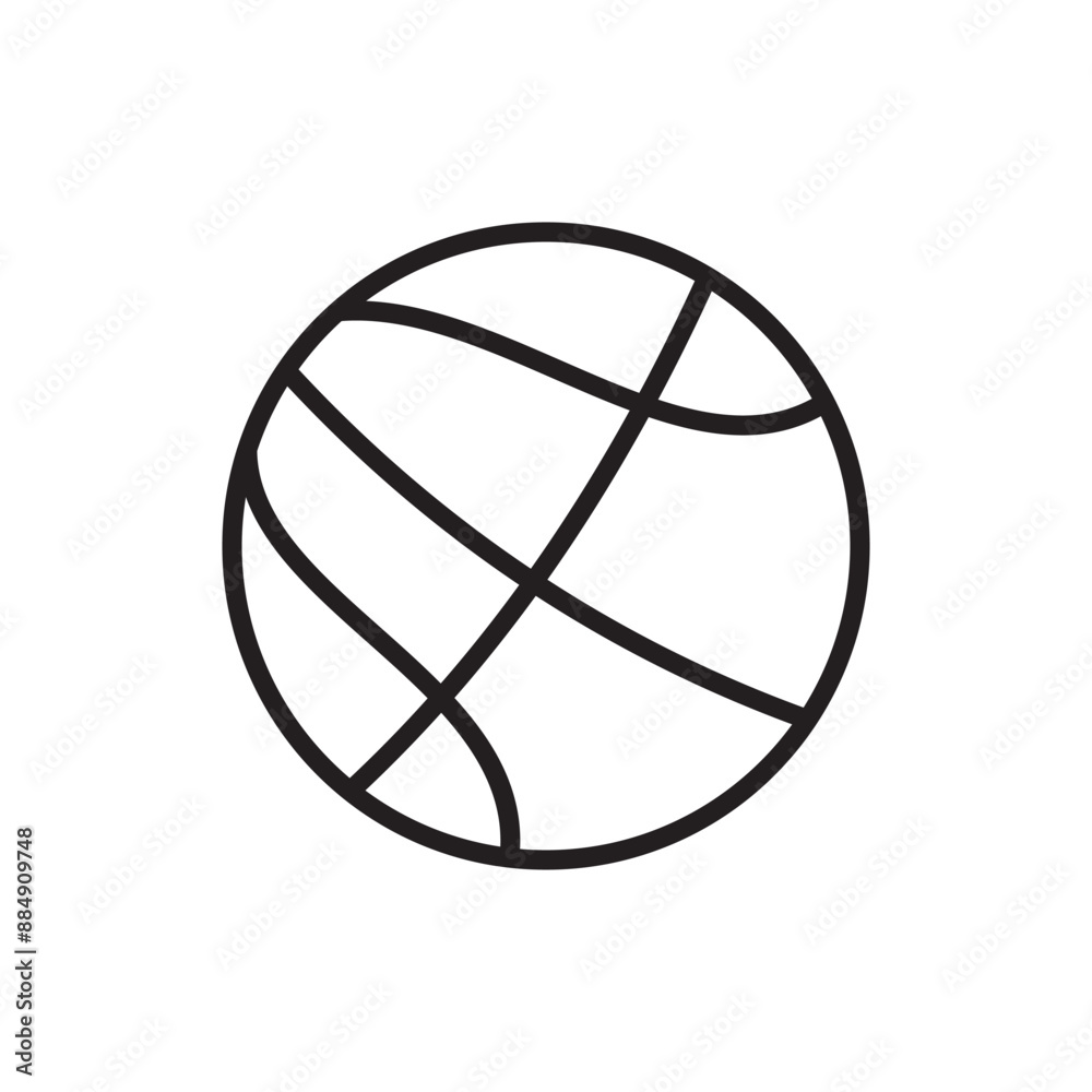 basketball icon in line style and flat style, vector illustration on white background