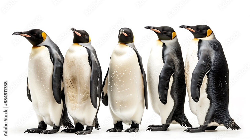 Obraz premium Five Emperor Penguins Standing in a Row