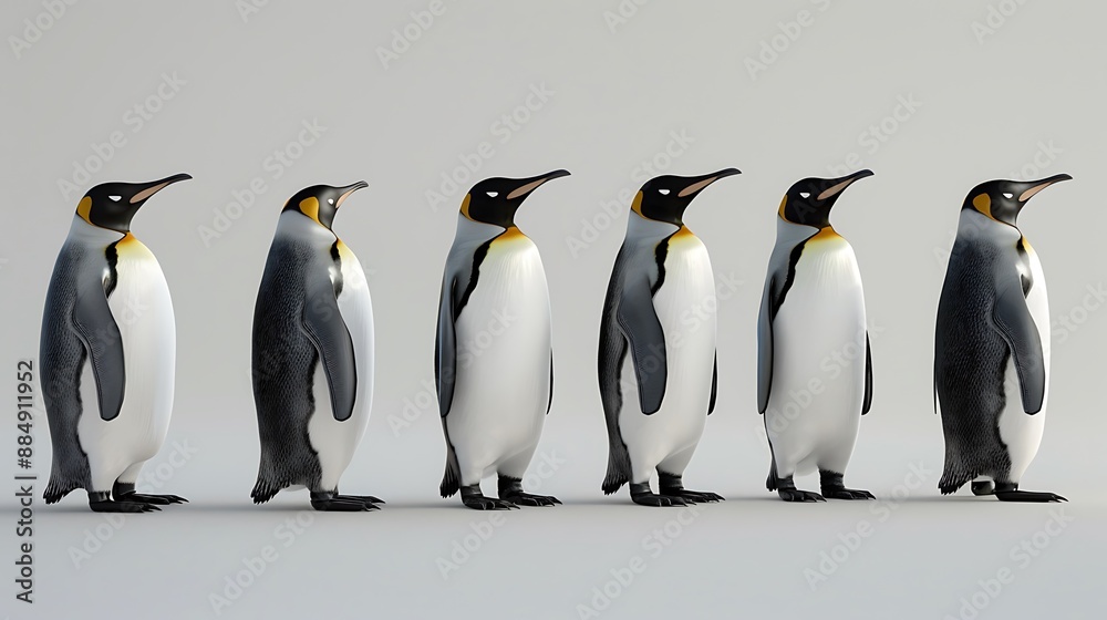 Fototapeta premium Five Emperor Penguins Standing in a Row