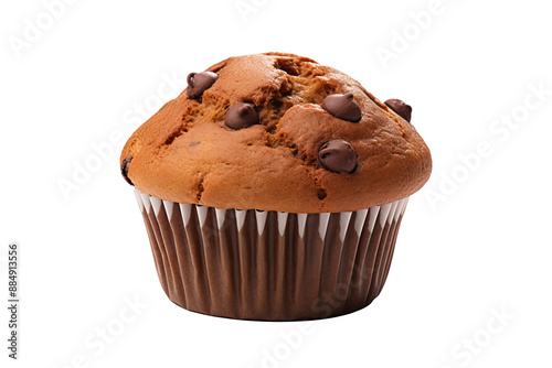 Delicious chocolate chip muffin PNG with transparent background for bakery and dessert design projects photo