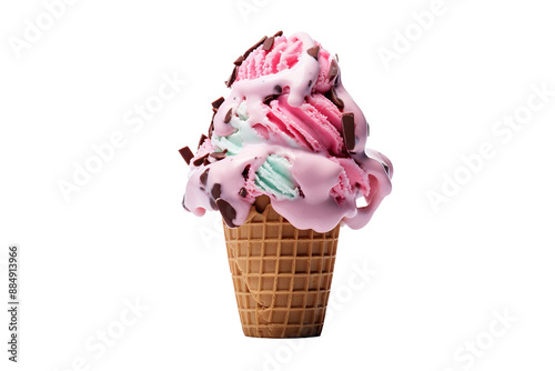 Neapolitan ice cream PNG image with transparent background showing layers of chocolate, vanilla, and strawberry flavors for digital design projects and creative food illustrations