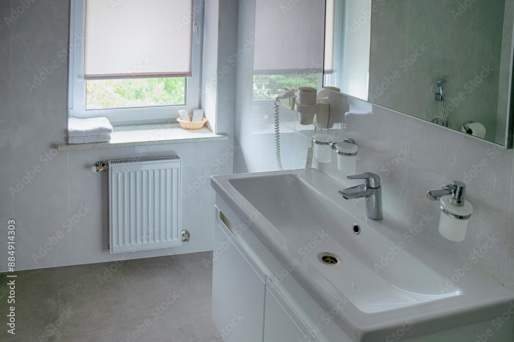 Travel Concepts. View of Cleaned Modern Bathroom Interior. Travel Concepts. View of Cleaned Modern Bathroom Interior.