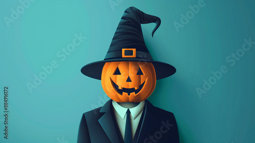 businessman with pumpkin he...