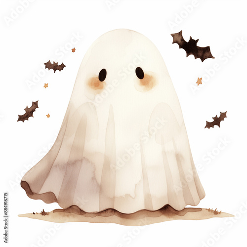 cute Halloween ghost isolat...