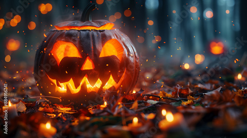 Halloween pumpkins on ground