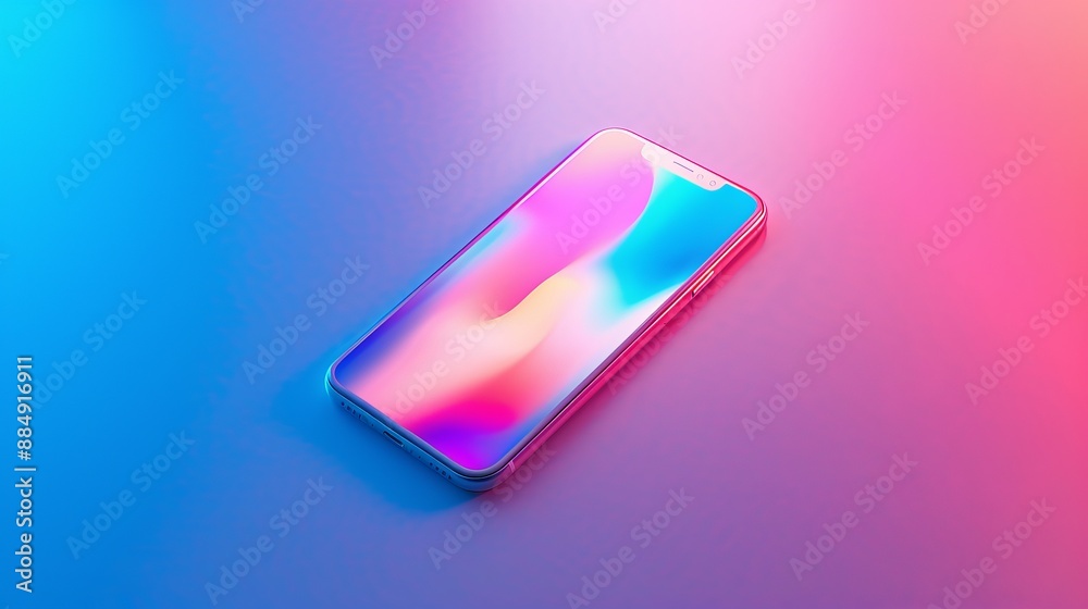 Smartphone On Blue And Pink Gradient Background