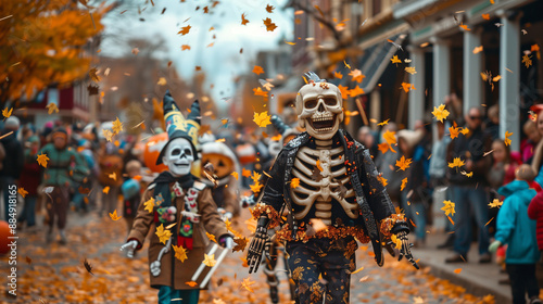 Halloween parade in small town