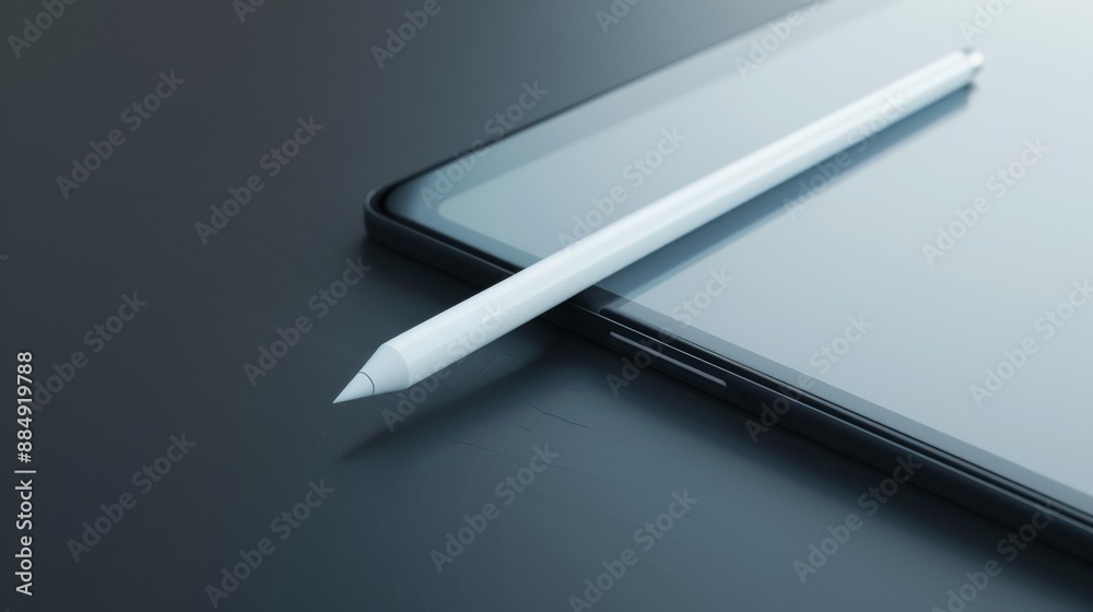 White Stylus Pen Beside a Tablet on a Dark Surface White Stylus Pen Beside a Tablet on a Dark Surface