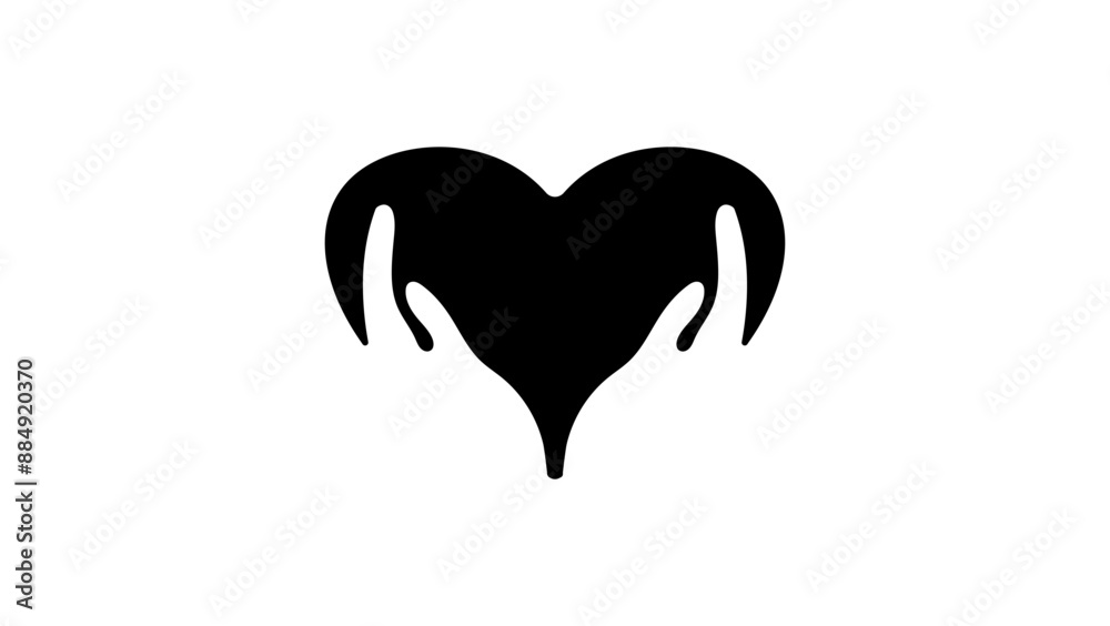 Healthcare emblem,heart in hands, black isolated silhouette Healthcare emblem,heart in hands, black isolated silhouette