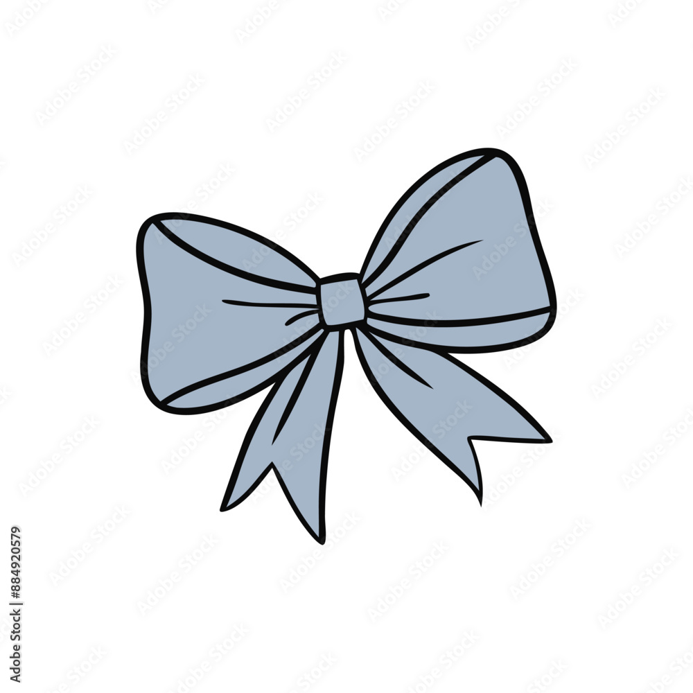 Cute blue bow on a white background. Vector illustration, doodle Cute blue bow on a white background. Vector illustration, doodle