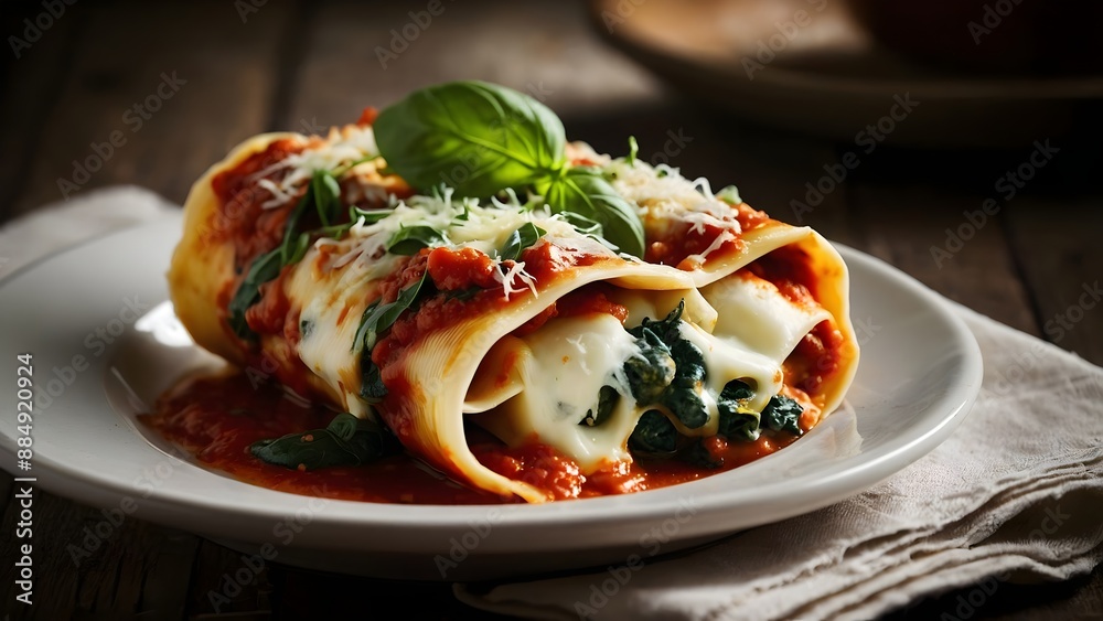 Spinach and Ricotta Cannelloni with Tomato Sauce and Basil Spinach and Ricotta Cannelloni with Tomato Sauce and Basil