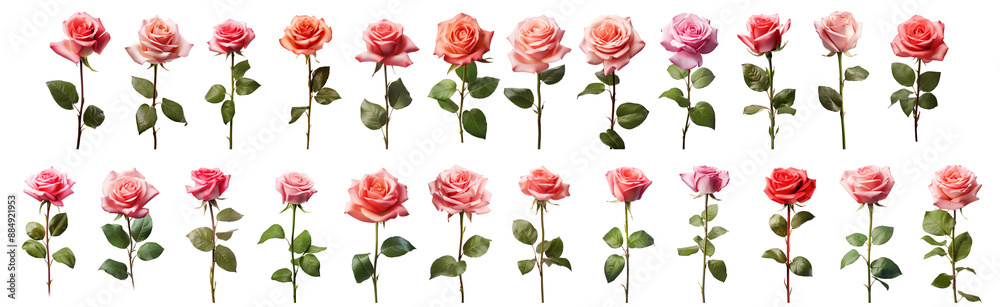 Set of Rose flower on transparent background Set of Rose flower on transparent background