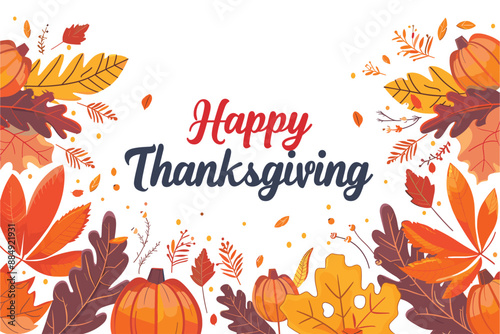 Beautiful happy thanksgiving day background and typography, Autumn happy thanksgiving day background with stylish typography, Elegant happy thanksgiving day background with typography design, Vector i