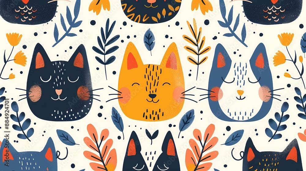 Creative combination of colorful abstract patterns and cartoon elements Creative combination of colorful abstract patterns and cartoon elements