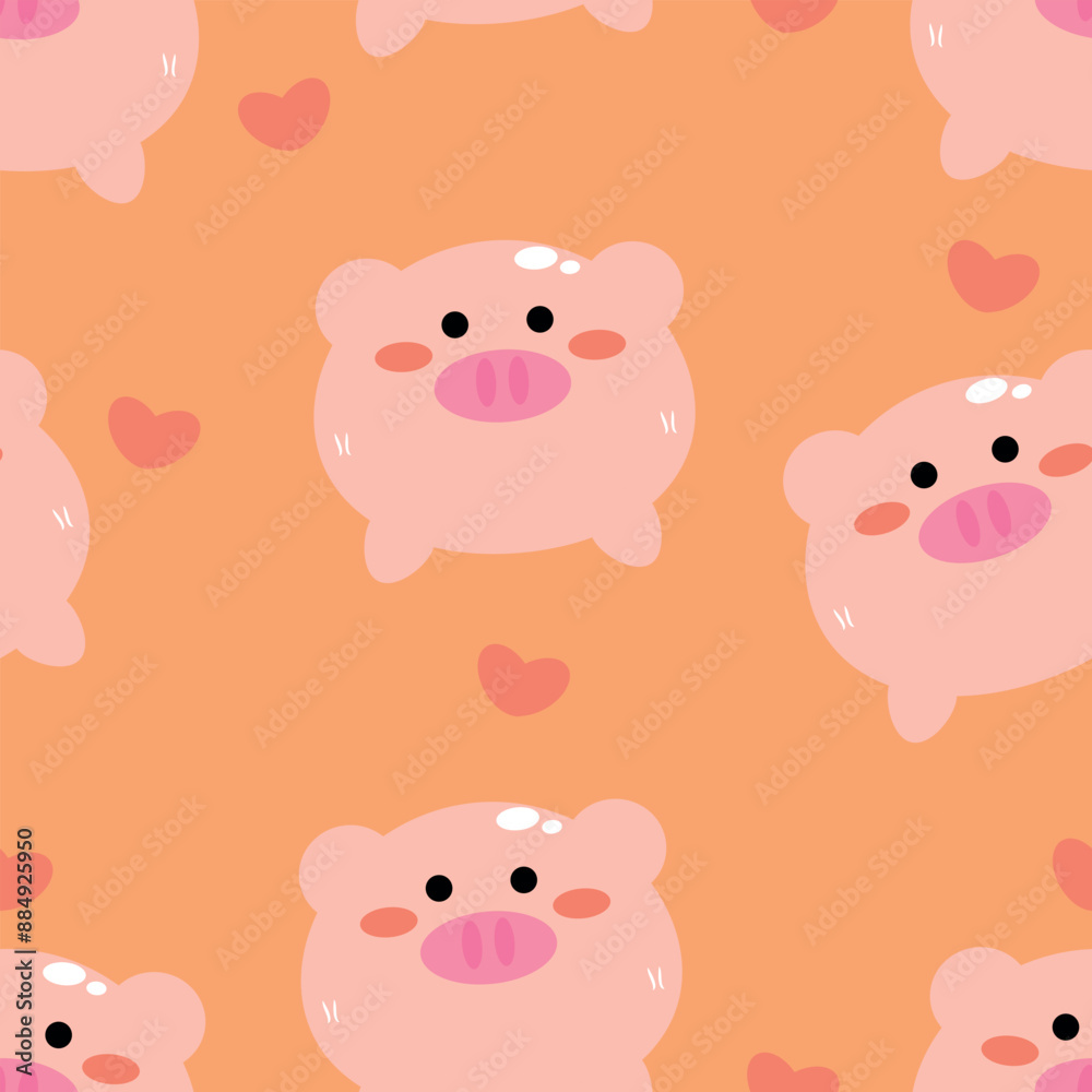 Seamless pattern with cute cartoon pink pigs, for fabric prints, textiles, gift wrapping paper. children's colorful vector, flat style Seamless pattern with cute cartoon pink pigs, for fabric prints, textiles, gift wrapping paper. children's colorful vector, flat style