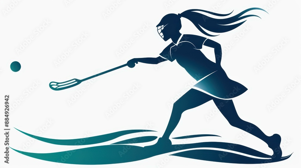 Illustration of a lacrosse player throwing a ball on a white background. Abstract silhouette design. Illustration of a lacrosse player throwing a ball on a white background. Abstract silhouette design.