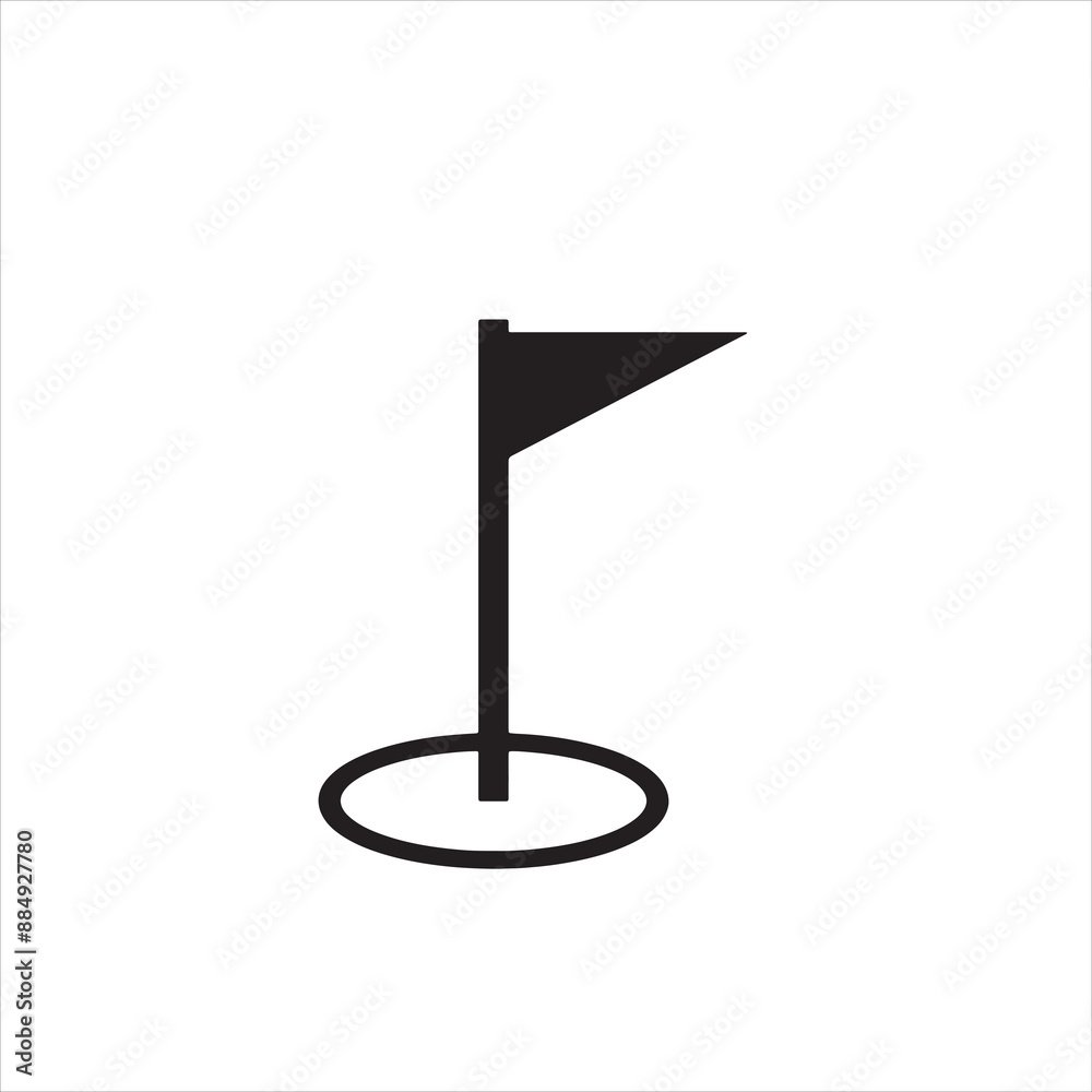 Golf flag icon. Flat vector illustration in black on white background Golf flag icon. Flat vector illustration in black on white background