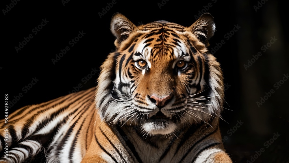 portrait of a bengal tiger portrait of a tiger a tiger. positioned against a stark black background portrait of a bengal tiger portrait of a tiger a tiger. positioned against a stark black background