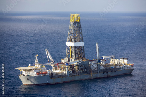 View of drilling ship in the Gulf of Mexico
