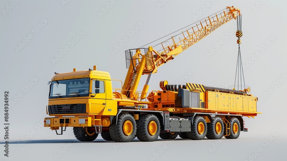 A large, bright yellow construction crane designed for heavy lifting tasks A large, bright yellow construction crane designed for heavy lifting tasks