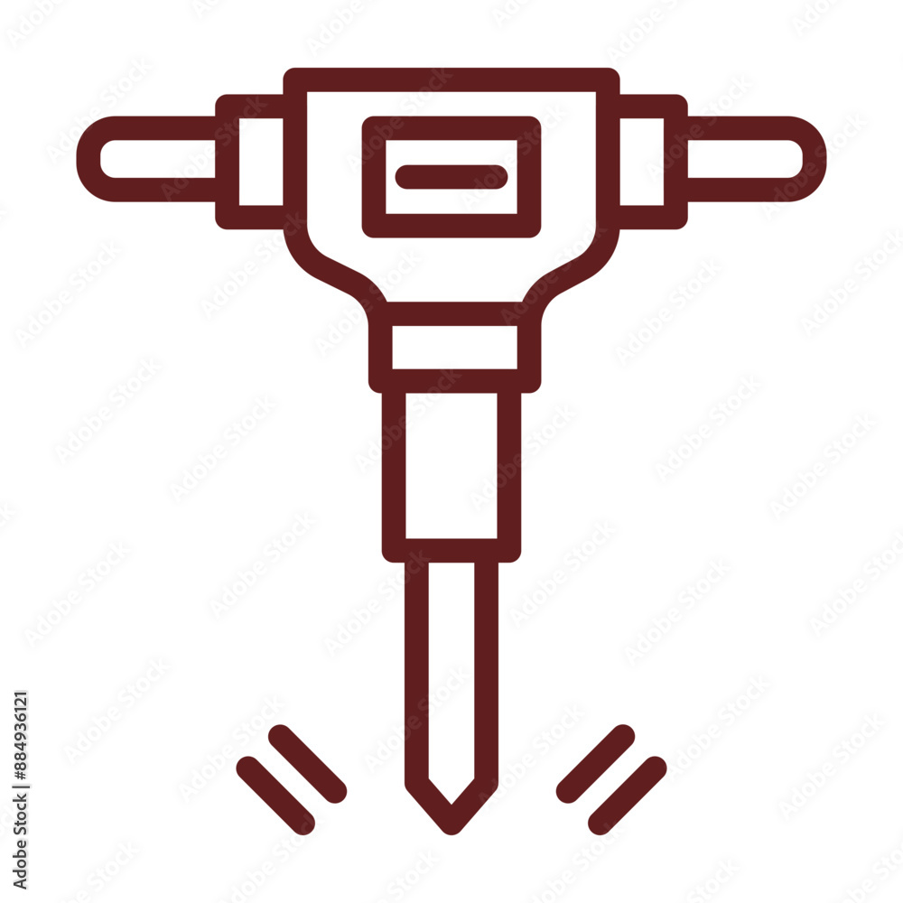 Hydraulic Breaker Vector Line Maroon Icon Design Hydraulic Breaker Vector Line Maroon Icon Design